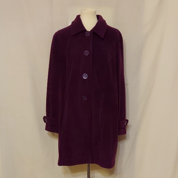 Roaman's Purple Button Up Fleece Jacket - Picture 3 of 8